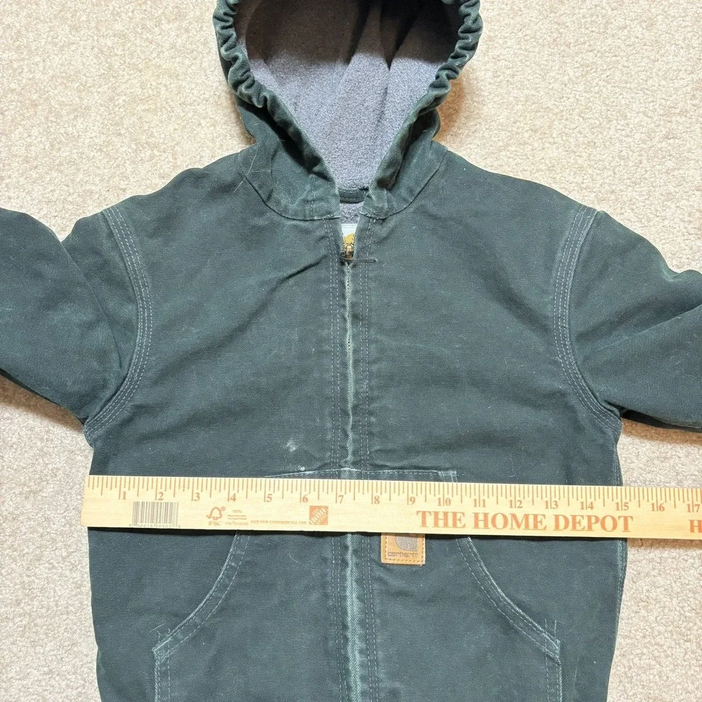 Vtg Carhartt Jacket Boys‎ Small 6/7 Spruce Green Canvas Hooded Active YYJ169 SPC